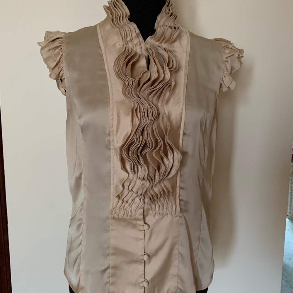 Lapis creme silky ruffled blouse